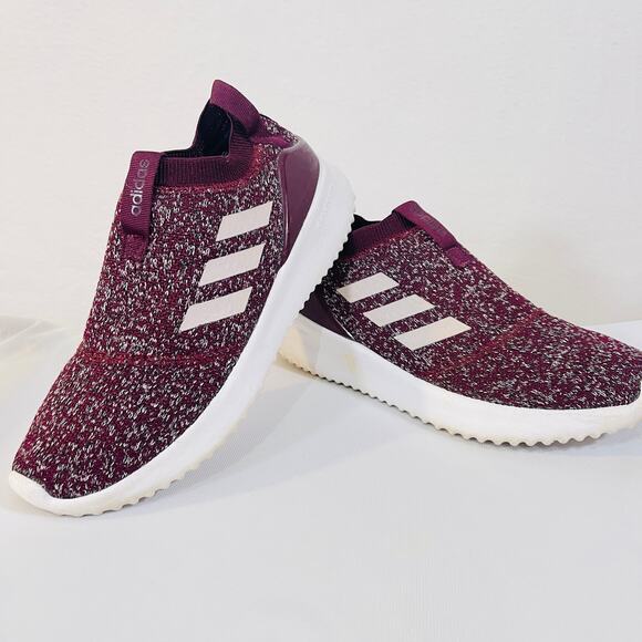 Adidas Ultimafusion Running Shoes Womens 8 Burgundy White Slip On Gym Trainers - Picture 1 of 9
